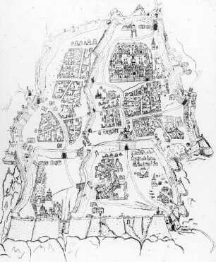 Kiew, Lageplan der alten Kiewer Festung zur Zeit der Stadtgründung