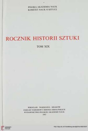 19: Rocznik Historii Sztuki