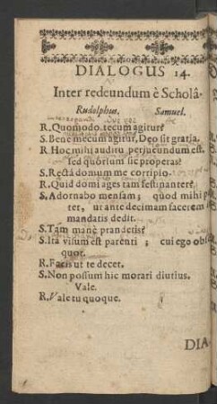 Dialogus 14. Inter redeundum e Schola.