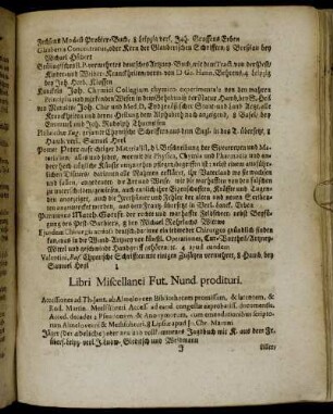 Libri Miscellanei Fut. Nund. prodituri.