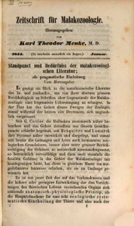 Zeitschrift für Malakozoologie, 1. 1844 (1845)