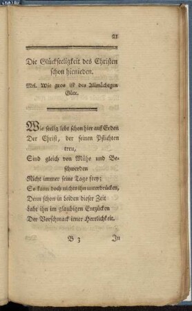 Die Glückseligkeit des Christen schon hienieden.
