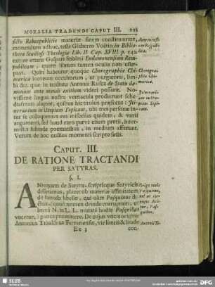 Caput. III. De Ratione Tractandi Per Satyras