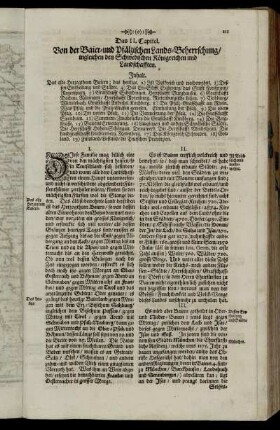Das II. Capitel. Von der Baier-und Pfälzischen Lands-Beherrschung / ingleichen den Schwedischen Königreichen und Landschafften.