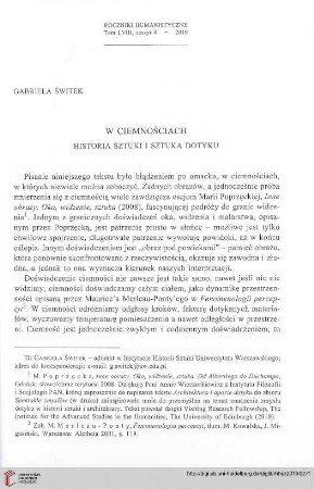 58: W ciemnościach : historia sztuki i sztuka dotyku