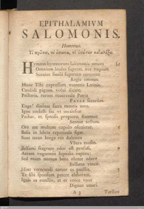 Epithalamium Salomonis.