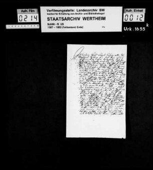 Johann Paul Haas, Bürger zu Wertheim (Wertheimb), verkauft dem Grafen Ferdinand Karl zu Löwenstein-Wertheim-Rochefort einen Weinberg im Rennberg um 149 Reichstaler.
