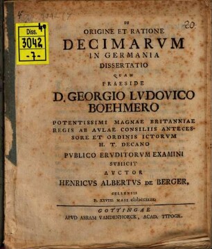De origine et ratione decimarum in Germania dissertatio