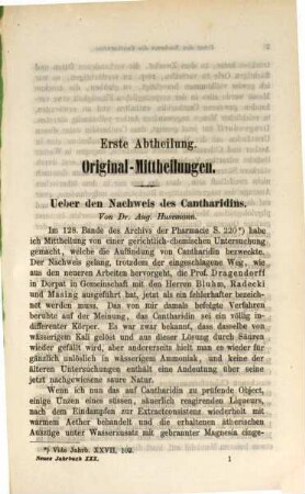 Neues Jahrbuch für Pharmacie und verwandte Fächer : eine Zeitschr. d. Allgemeinen Deutschen Apotheker-Vereins, Abtheilung Süddeutschland, 30. 1868