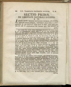 Sectio Prima. De Libertate Naturali Interna.