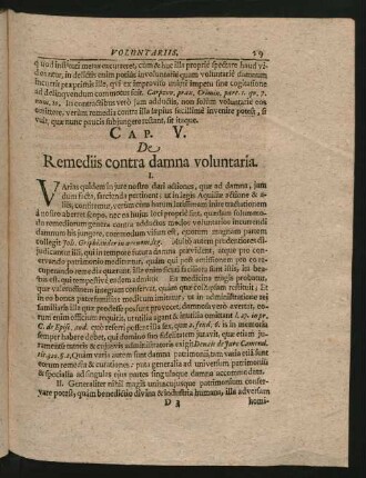 Cap. V. De Remediis contra damna voluntaria.