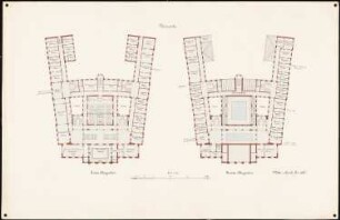 Landeshaus der Provinz Westfalen, Münster: Grundrisse 1. und 2. OG (Variante) 1:200