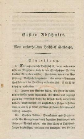 Erster Abschnitt. Vom außerehelichen Beischlaf überhaupt.