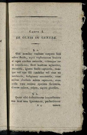 Caput I. De Oleis In Genere. - Caput IV. De Oleis Empyreumaticis.