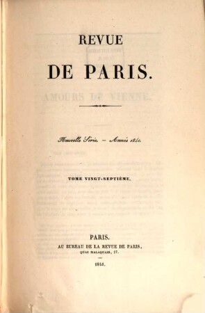 La Revue de Paris. 27. 1841