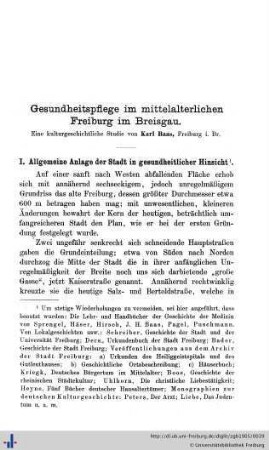Gesundheitspflege im mittelalterlichen Freiburg im Breisgau. I.
