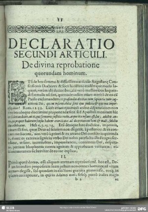 Declaratio Secundi Articuli. De divina reprobatione quorundam hominum