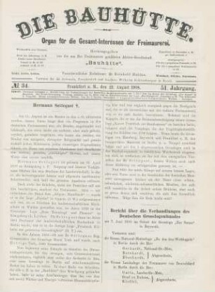 No. 34. Frankfurt a. M., den 22. August 1908. 51. Jahrgang.