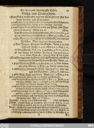 Die drey und zwanzigste Lehre. Gesetz und Evangelium.