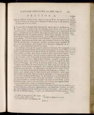 Section X. Suite de l´Histoire d´Arragon jusqu´au XV. Siecle.