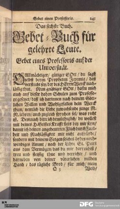 Das sechste Buch. Gebet-Buch fuer gelehrte Leute