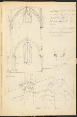 Franziskaner-Klosterkirche, Berlin: Innenansicht, Details Pfeiler (aus: Skizzen- und Fotoalbum 1)