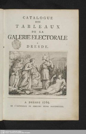 Catalogue des tableaux de la Galerie Electorale a Dresde