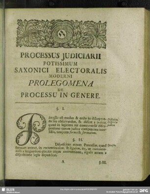 Prolegomena De Processu in Genere