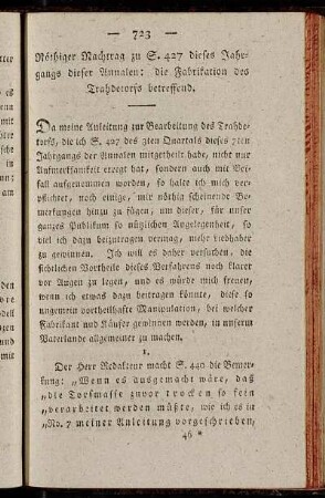 Nöthiger Nachtrag zu S. 427 dieses Jahrgangs dieser Annalen: die Fabrikation des Trahdetorfs betreffend