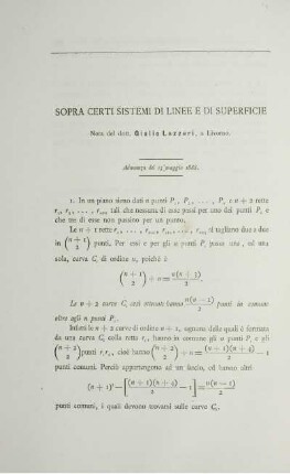 Sopra certi sistemi di linee e di superficie.