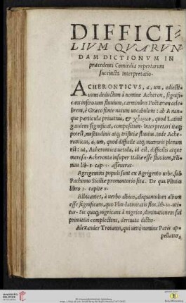 Difficilivm qvarvndam Dictionvm in præcedenti Comœdia repertarum succincta interpretatio