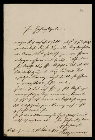 Brief von Heinrich Bergmann an Heinrich Ewald, Hannover, 18.2.1855