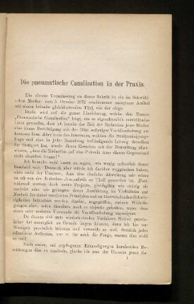 Die pneumatische Canalisation in der Praxis