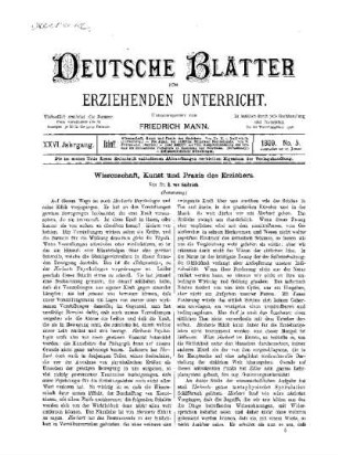 Wissenschaft, Kunst und Praxis des Erziehers : (Fortsetzung)