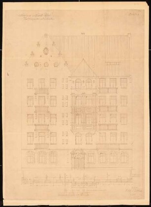Wohnhäuser Nordufer, Berlin-Wedding: Ansicht Nordufer, Teilfassade 1:50