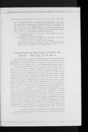 Verhandlungen zu Kopenhagen, Falsterbo und Lübeck. - 1525 Aug. 24 bis Okt. 6.