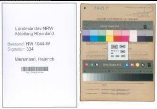 Entnazifizierung Heinrich Mersmann , geb. 08.08.1878 (Schneidermeister)