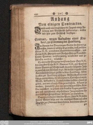 Anhang Von einigen Contracten.