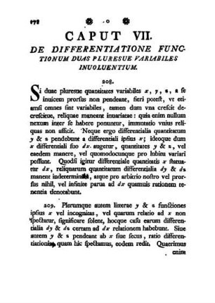Caput VII. De Differentiatione Functionum Duas Pluresue Variabiles Inuoluentium.