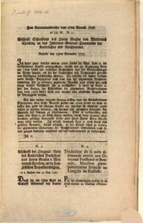 Zum Deputationsbericht vom 27. December 1797 : Beylagen