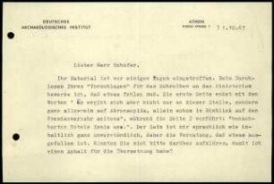 E. Kunze an W. Schaefer