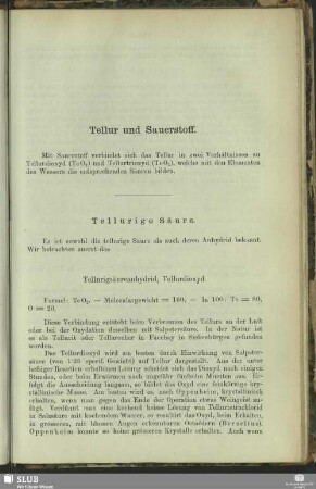 Tellur und Sauerstoff