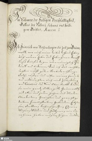 Im Nahmen der Heiligen Dreyfaltigkeit, Gottes des Vaters, Sohnes und heiliges Geistes, Amen! [Contract betreffend Grünewald, 1610]