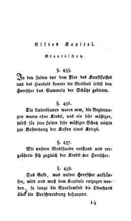 Elftes Kapitel. Staatsschatz.