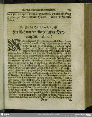 Am Fest der Himmelfarth Christi