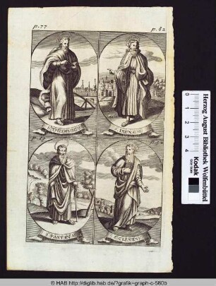 Die Heiligen St. Theophilus, St. Irenaeus, St. Pantaenus und St. Clemens.
