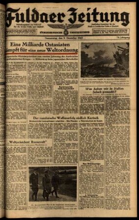 Ausgabe vom Donnerstag, den 09. Dezember 1943.
