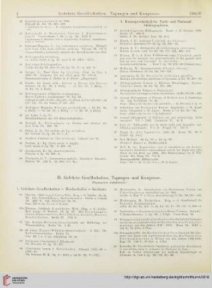 II. Gelehrte Gesellschaften, Tagungen und Kongresse