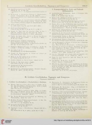 II. Gelehrte Gesellschaften, Tagungen und Kongresse