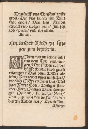 Ein ander Lied zu sin=||gen zum begrebnis. ||